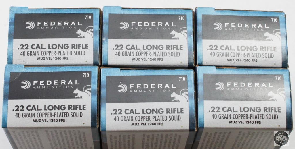 6 Boxes Federal 22LR 40gr Copper Plated Solid Ammunition - 300rds - 2