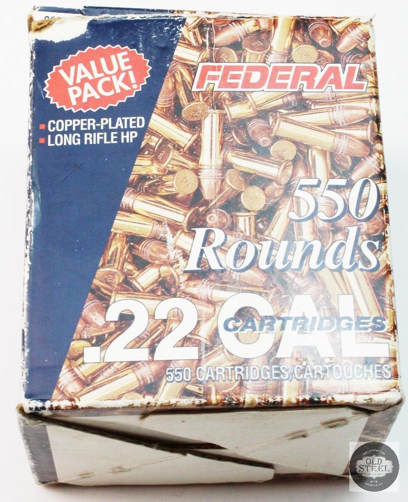 Partial Box Federal 22LR Ammunition: Partial Box Federal 22LR Ammunition. Looks to be missing about 100rds of a 550ct box. THIS ITEM IS AS PICTURED WITH NO FURTHER ATTACHMENTS. ALL SALES ARE FINAL. PLEASE REFER TO THE AUCTION