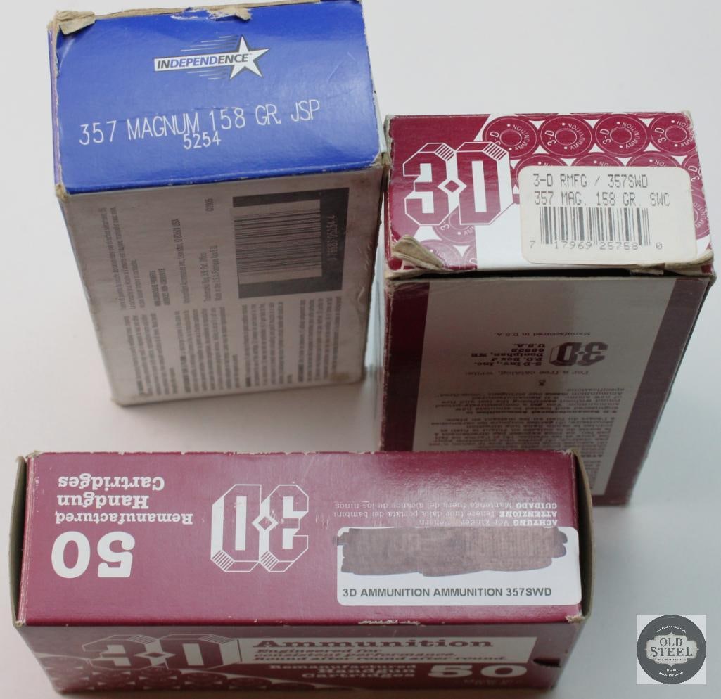 3 Boxes Remanufactured 357 MAGNUM 158gr Ammunition - 150rds - 8