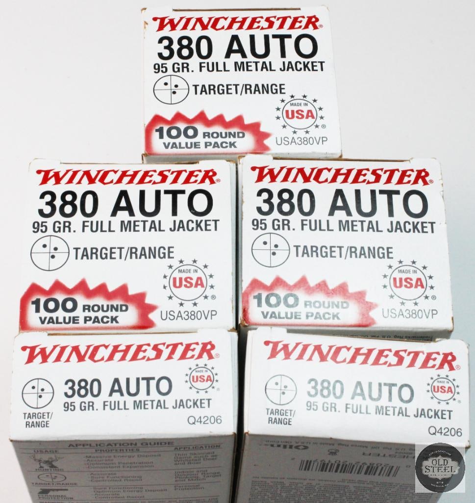 5 Boxes Winchester White Box 380 AUTO 95gr FMJ Ammunition 400rds - 4