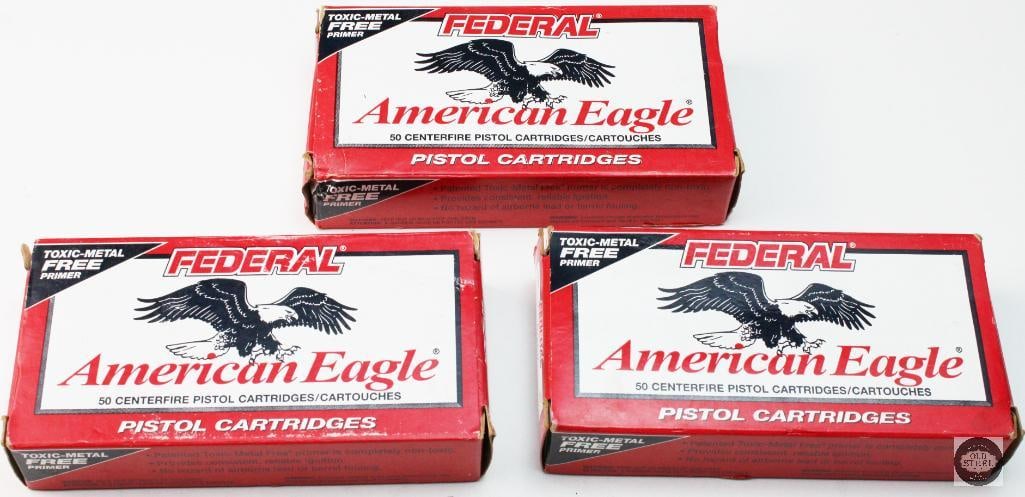 3 Boxes Federal American Eagle 40 S&W 180gr TMJ - 150rds: 3 Boxes Federal American Eagle 40 S&W 180gr TMJ - 150rds THIS ITEM IS AS PICTURED WITH NO FURTHER ATTACHMENTS. ALL SALES ARE FINAL. PLEASE REFER TO THE AUCTION DESCRIPTION, LOT