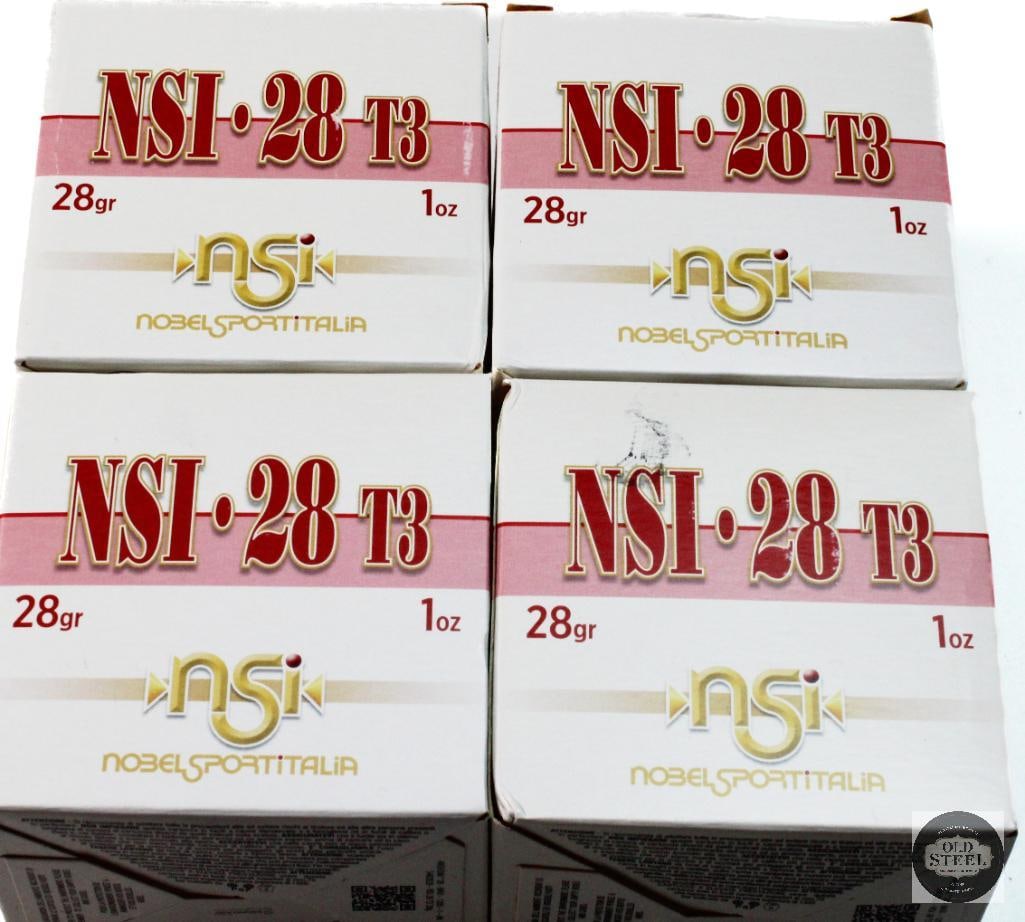 4 Boxes Nobel Sportitalia 28ga 2 3/4in Shotshells 100rds: 4 Boxes Nobel Sportitalia 28ga 2 3/4in Shotshells 100rds THIS ITEM IS AS PICTURED WITH NO FURTHER ATTACHMENTS. ALL SALES ARE FINAL. PLEASE REFER TO THE AUCTION DESCRIPTION, LOT