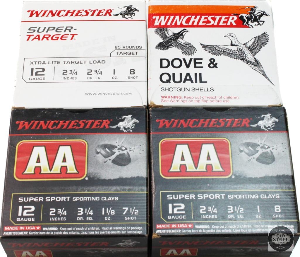 4 Boxes Winchester 12ga 2-3/4in Ammunition - 100rds: 4 Boxes Winchester 12ga 2-3/4in Ammunition - 100rds THIS ITEM IS AS PICTURED WITH NO FURTHER ATTACHMENTS. ALL SALES ARE FINAL. PLEASE REFER TO THE AUC