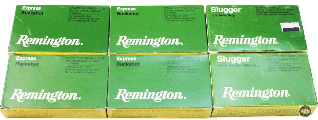 6 Boxes Remington 12ga - Buck and Slug - 30rds: 6 Boxes Remington 12ga - Buck and Slug - 30rds THIS ITEM IS AS PICTURED WITH NO FURTHER ATTACHMENTS. ALL SALES ARE FINAL. PLEASE REFER TO THE AUCTION