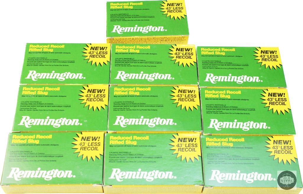 10 Boxes Remington Low Recoil 12ga 1oz Slug Ammunition - 50rds: 10 Boxes Remington Low Recoil 12ga 1oz Slug Ammunition - 50rds THIS ITEM IS AS PICTURED WITH NO FURTHER ATTACHMENTS. ALL SALES ARE FINAL. PLEASE REFER