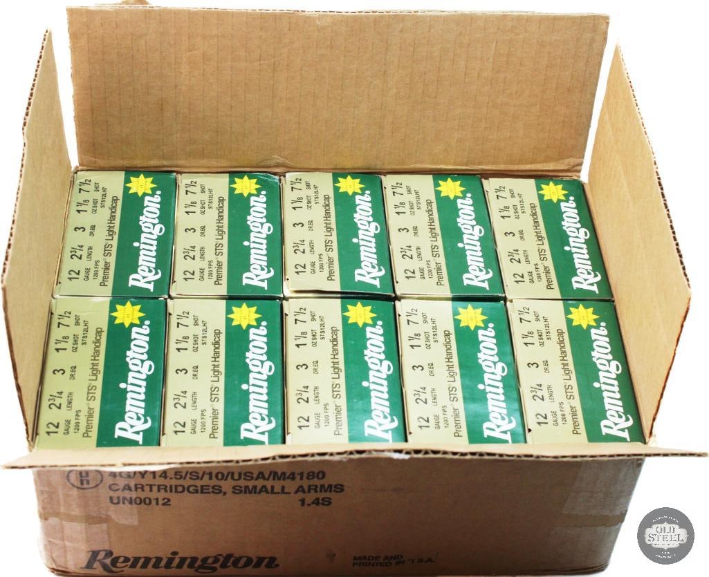 10 Box Case of Remington 12ga STS Light Handicap Load Ammunition - 250rds: 10 Box Case of Remington 12ga STS Light Handicap Load Ammunition - 250rds THIS ITEM IS AS PICTURED WITH NO FURTHER ATTACHMENTS. ALL SALES ARE FINAL. P