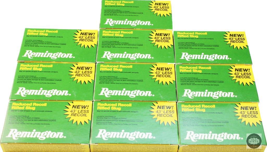 10 Boxes Remington Low Recoil 12ga 1oz Slug Ammunition - 50rds: 10 Boxes Remington Low Recoil 12ga 1oz Slug Ammunition - 50rds THIS ITEM IS AS PICTURED WITH NO FURTHER ATTACHMENTS. ALL SALES ARE FINAL. PLEASE REFER