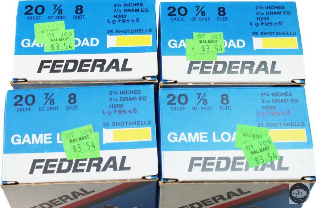 4 Boxes Federal 20ga Game Load Ammunition - 100rds - 2