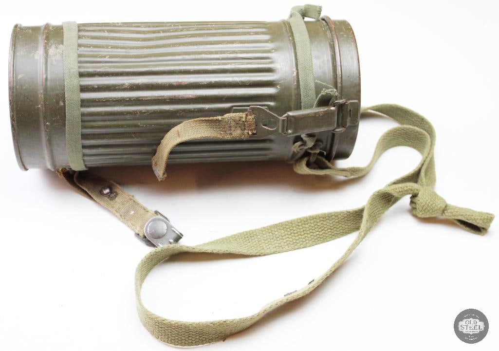 Original WWII German Gas Mask w/ Filter & Carrier C. 1940s Complete Set - 4