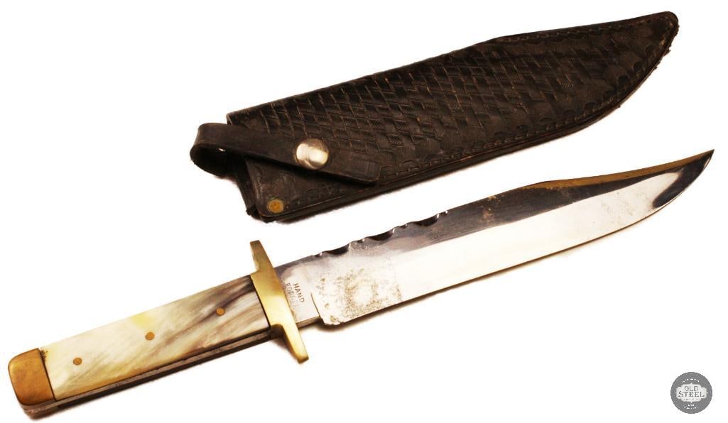 R. Middleton Sheffield England Fixed Blade Knife 8 Horn Handle Brass Guard (1 of 4)