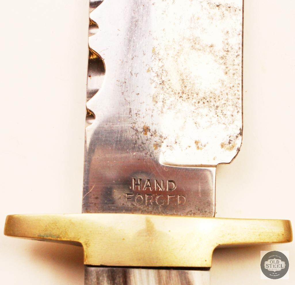 R. Middleton Sheffield England Fixed Blade Knife 8 Horn Handle Brass Guard - 2
