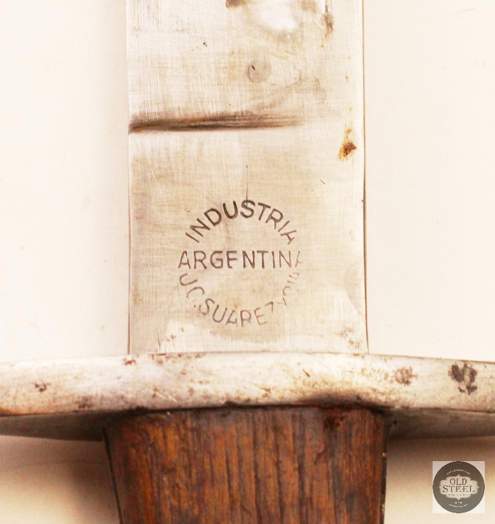 Original Argentine Artillery Bolo Knife w/ Scabbard & Frog Crest & Engraving - 2