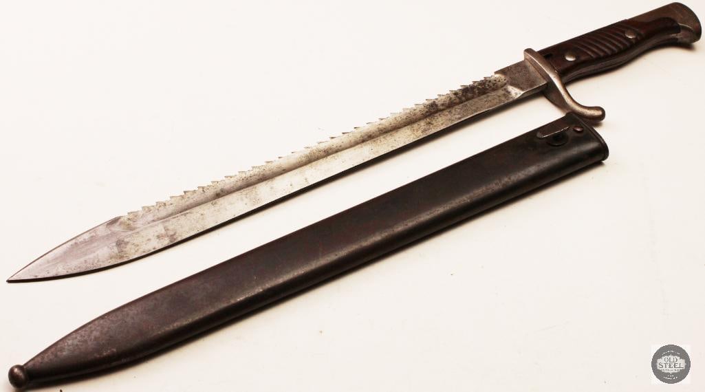 Original WWI German Sawback Butcher Blade Mauser Bayonet w/ Scabbard (1 of 4)