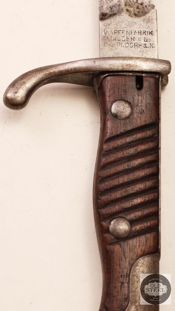 Original WWI German Sawback Butcher Blade Mauser Bayonet w/ Scabbard - 2
