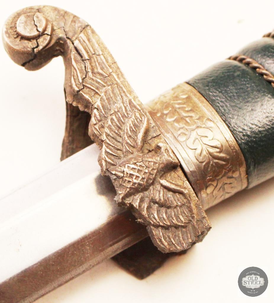 RARE Damaged Original WWII German Customs Officer Dress Dagger w/ Scabbard - 2