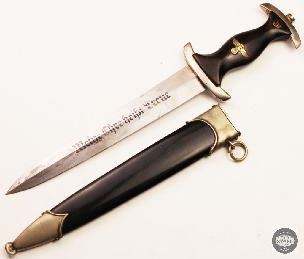 Original WWII German SS Dress Dagger w/ Scabbard Himmler Motto Blade (1 of 4)