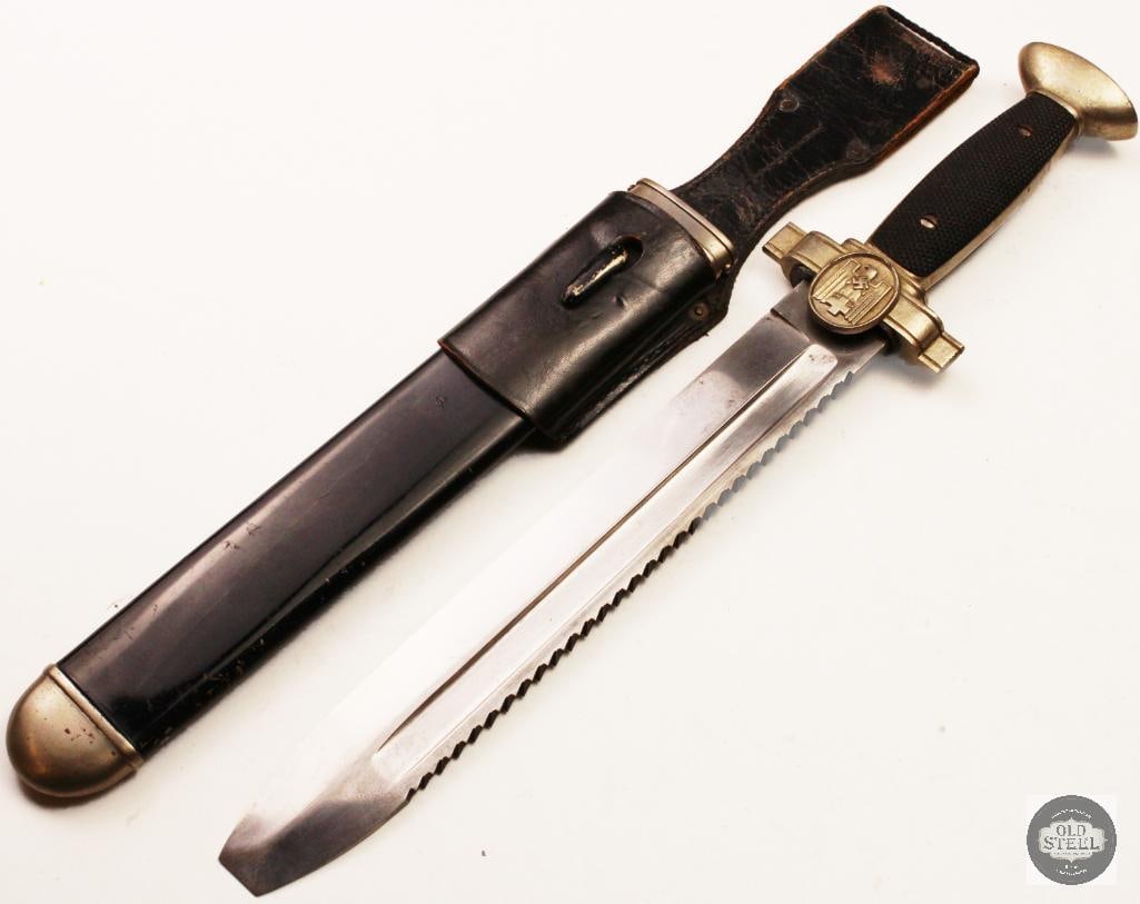 Original WWII German DRK Red Cross Knife w/ Scabbard & Leather Frog (1 of 3)