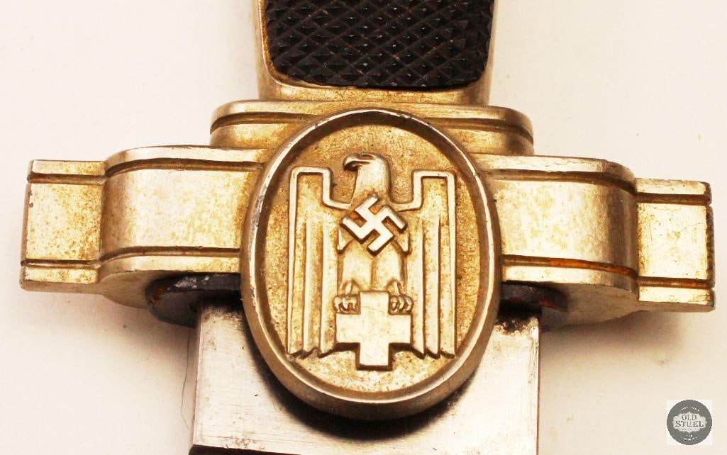 Original WWII German DRK Red Cross Knife w/ Scabbard & Leather Frog - 2