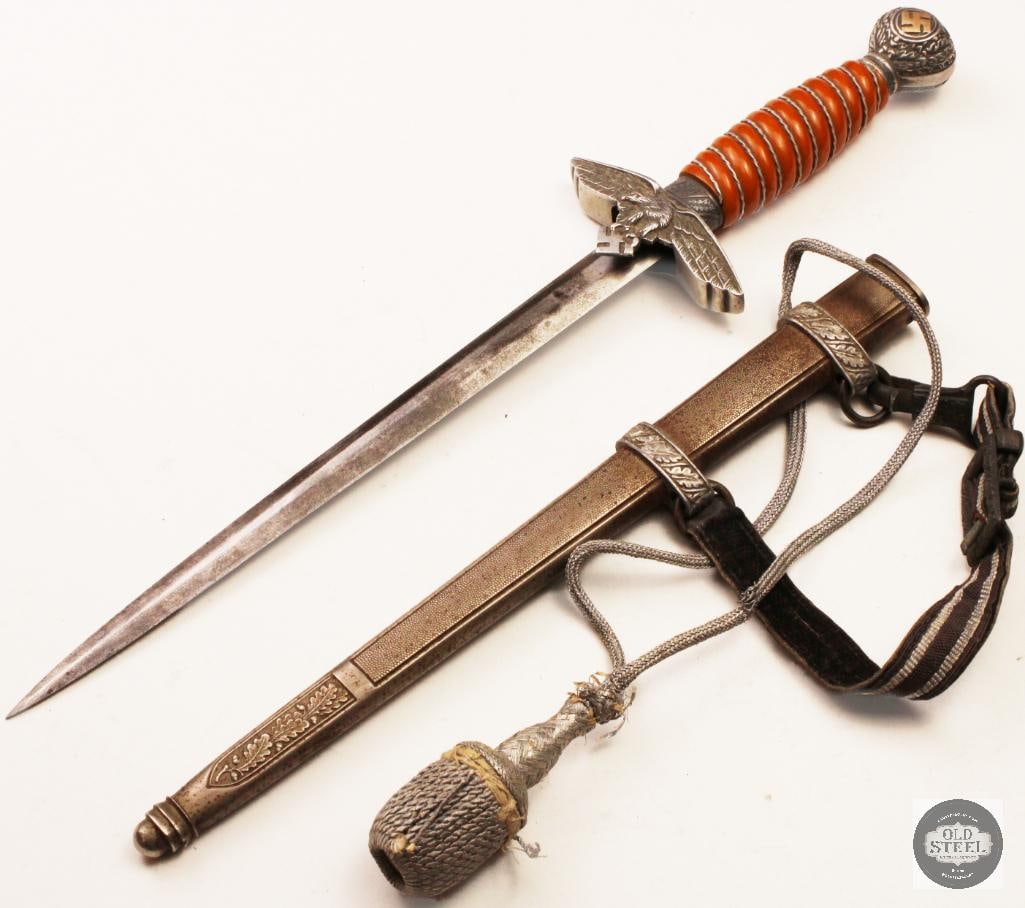Original WWII German Luftwaffe Officer Dagger w/ Portepee, Scabbard & Hanger (1 of 6)
