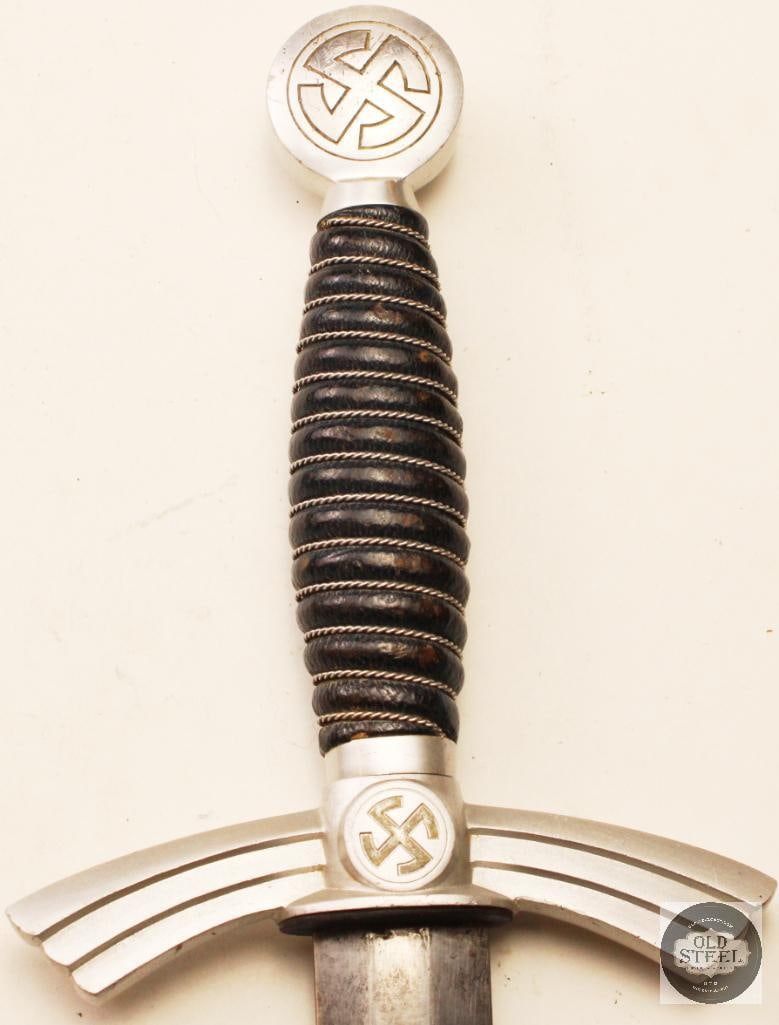 Original WWII German Luftwaffe Type 1 Dress Dagger w/ Scabbard & Hanger - 2