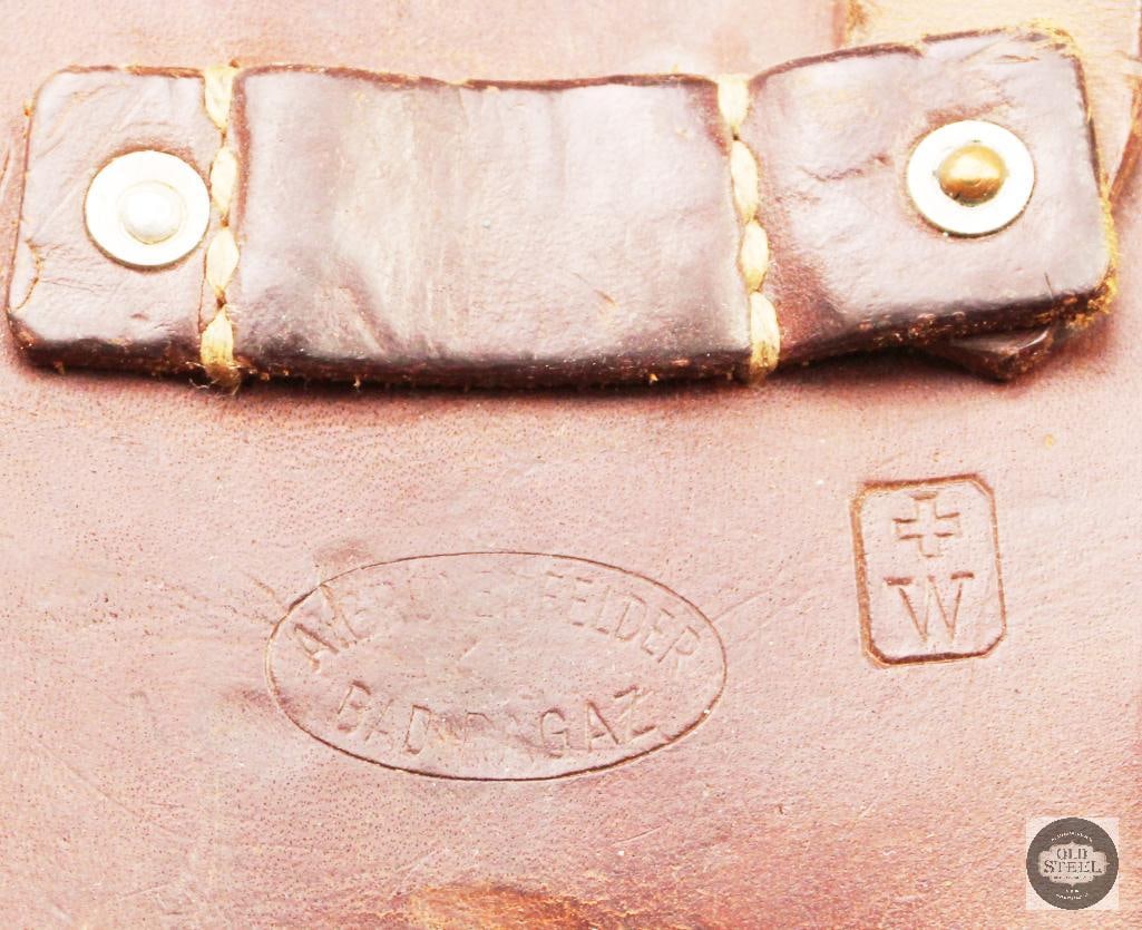Original WWI/WWII Swiss Entrenching Shovel w/ Leather Scabbard - 2
