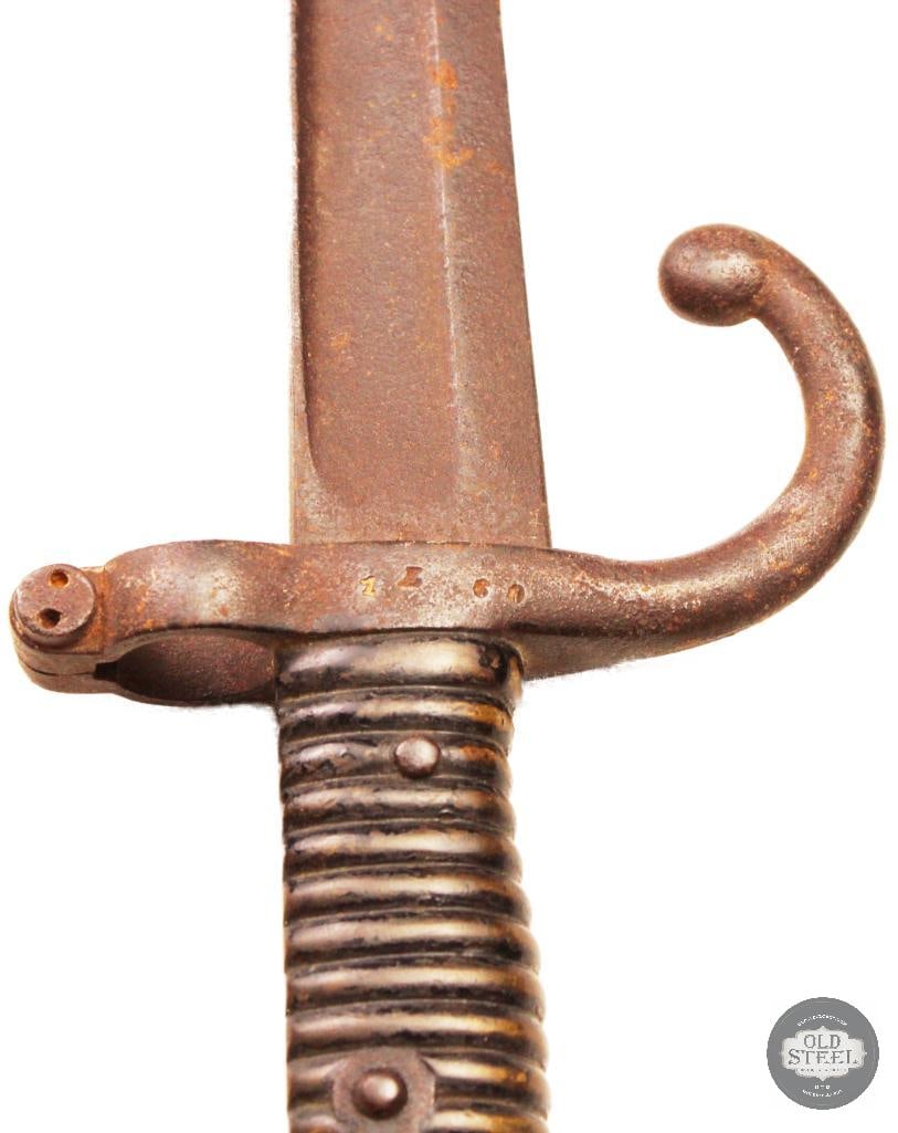 French Model 1842 Yataghan Sword Bayonet Black Painted w/ Heavy Patina - 2