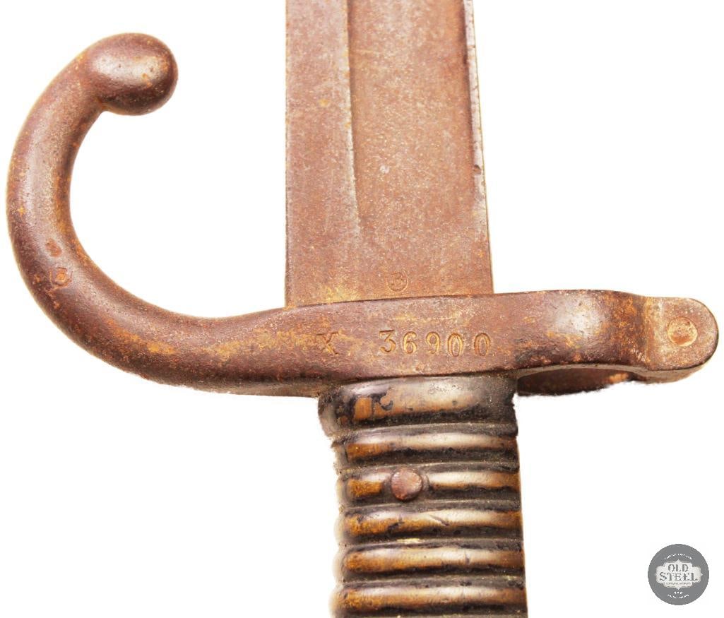 French Model 1842 Yataghan Sword Bayonet Black Painted w/ Heavy Patina - 3
