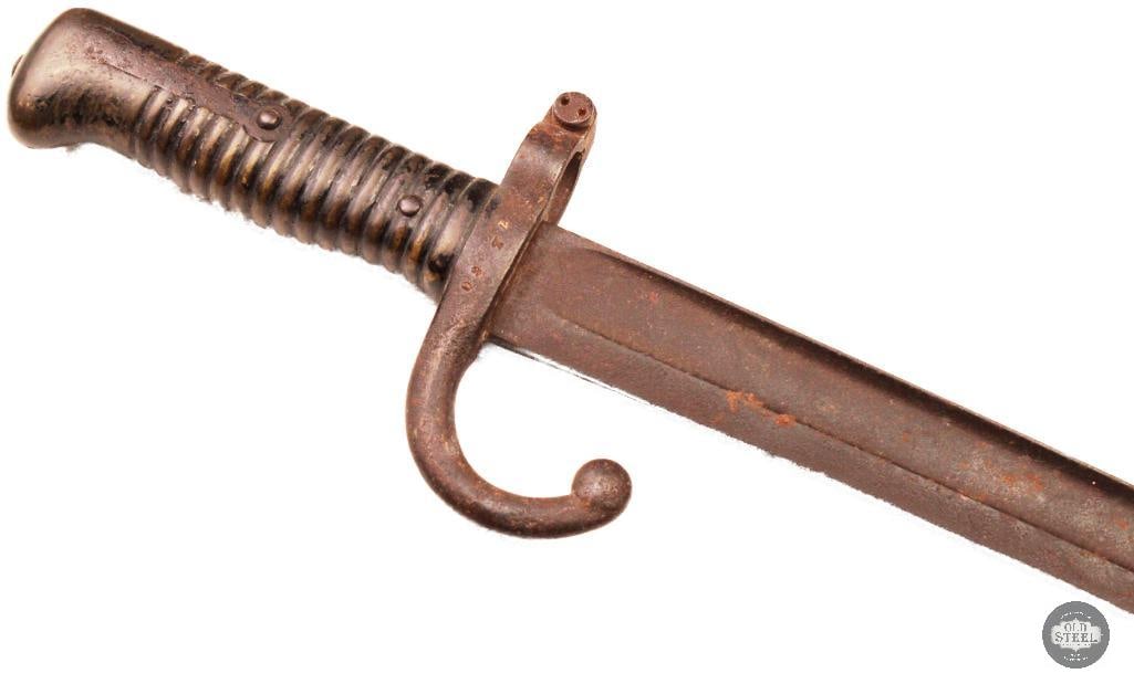 French Model 1842 Yataghan Sword Bayonet Black Painted w/ Heavy Patina - 4