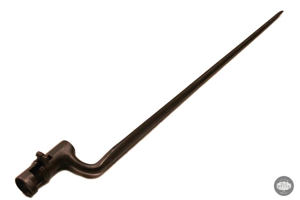 U.S. 18" Spike Bayonet US Marked .880" Muzzle Ring: U.S. 18-inch spike bayonet featuring a nice, even patina throughout and a U.S. marking stamped on the underside of the blade. The bayonet displays age-related wear and handling marks consistent with