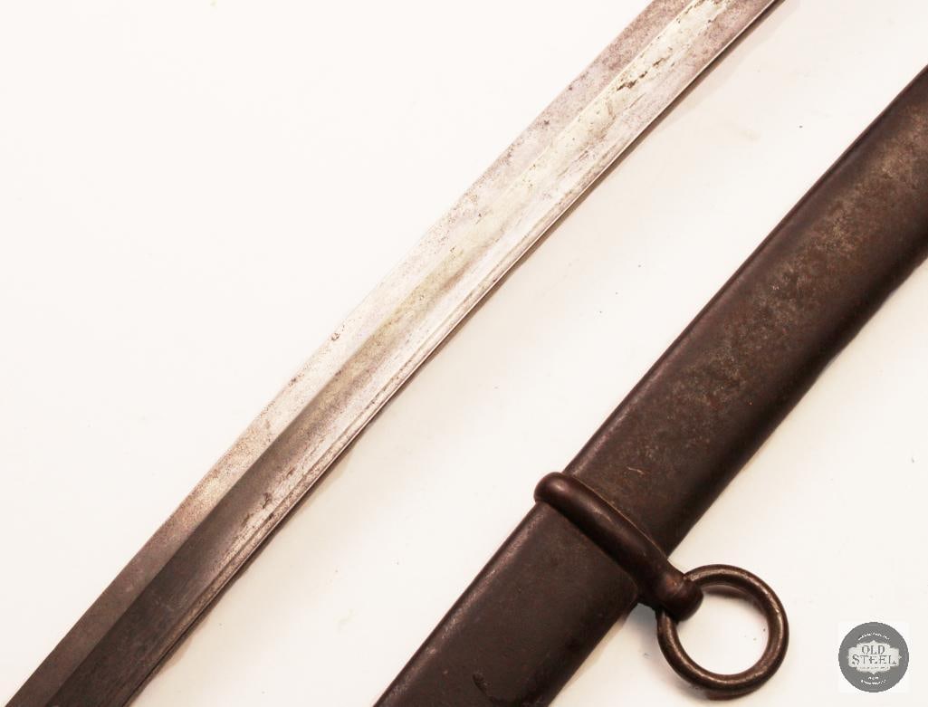 Vintage Cavalry Sword Unmarked 35.5 Blade w/ Scabbard Wire-Wrapped Grip - 2