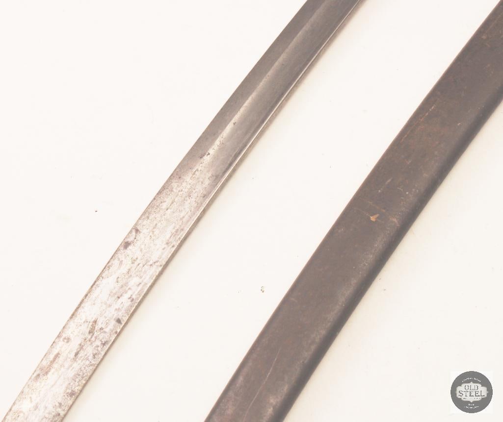Vintage Cavalry Sword Unmarked 35.5 Blade w/ Scabbard Wire-Wrapped Grip - 3