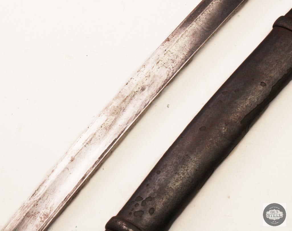 Vintage Civil War Era Cavalry Sabre w/ Scabbard Unmarked Wire-Wrapped Grip - 2