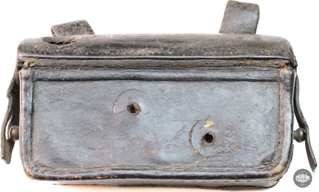 Pattern 1874 Prussian Artillery Ammunition Pouch (Patronentasche M1874): This lot consists of a single Pattern 1874 Prussian artillery ammunition pouch intended for use with the M1874 equipment. Any visible maker's marks, unit markings, stamps, or other identifying
