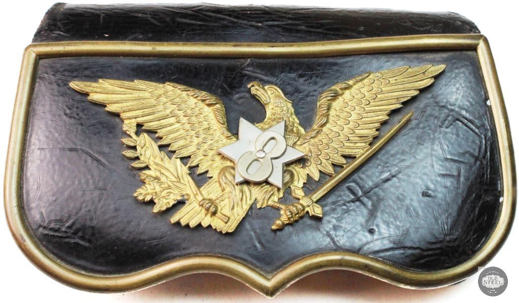 Knights of the Golden Eagle cartridge box: Knights of the Golden Eagle cartridge box, believed to date to the 1870s. This cartridge box appears to have been associated with the Knights of the Golden Eagle, a fraternal organization founded in