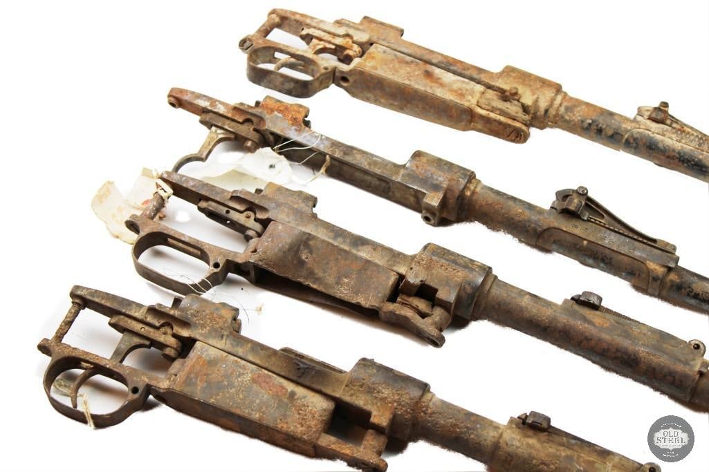 Mauser 98 Relic Actions: Heavily rusted Mauser 98 relic actions or barreled receivers.They resemble battlefield relics or dug-up weapons from World War I or World War II. Include the receiver, trigger housing, and barrel.
