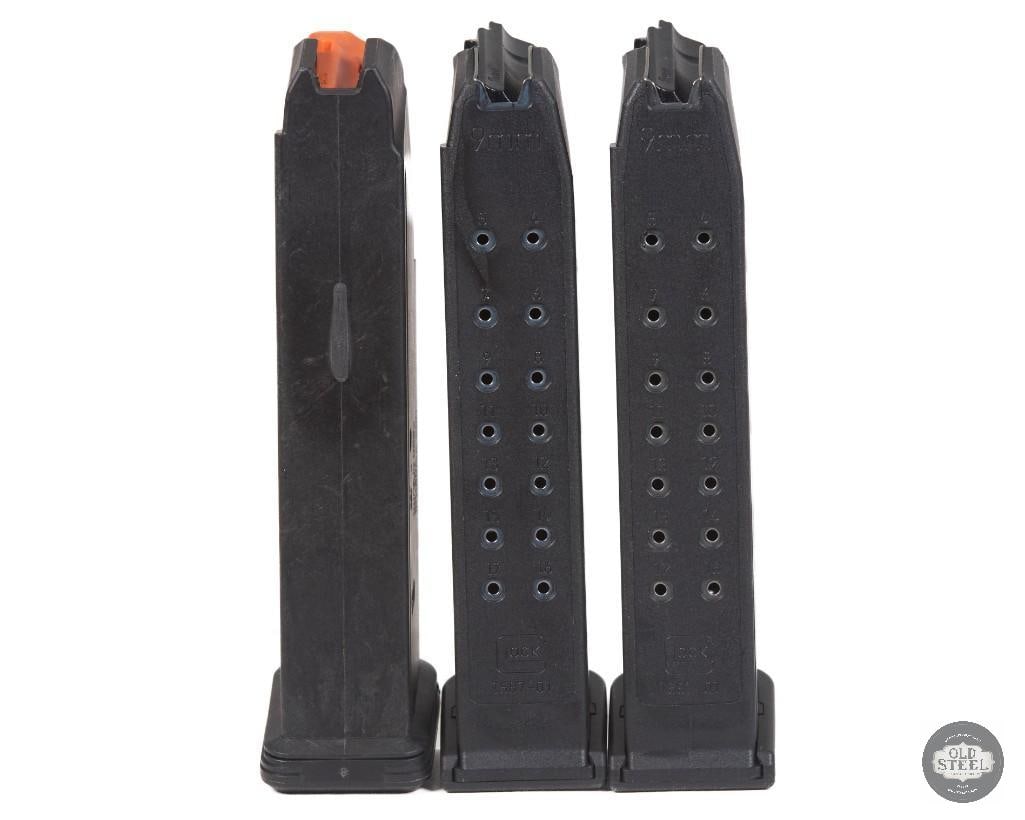 Lot of 3 Glockpattern 9mm full sized 17 rd magazines. - 2