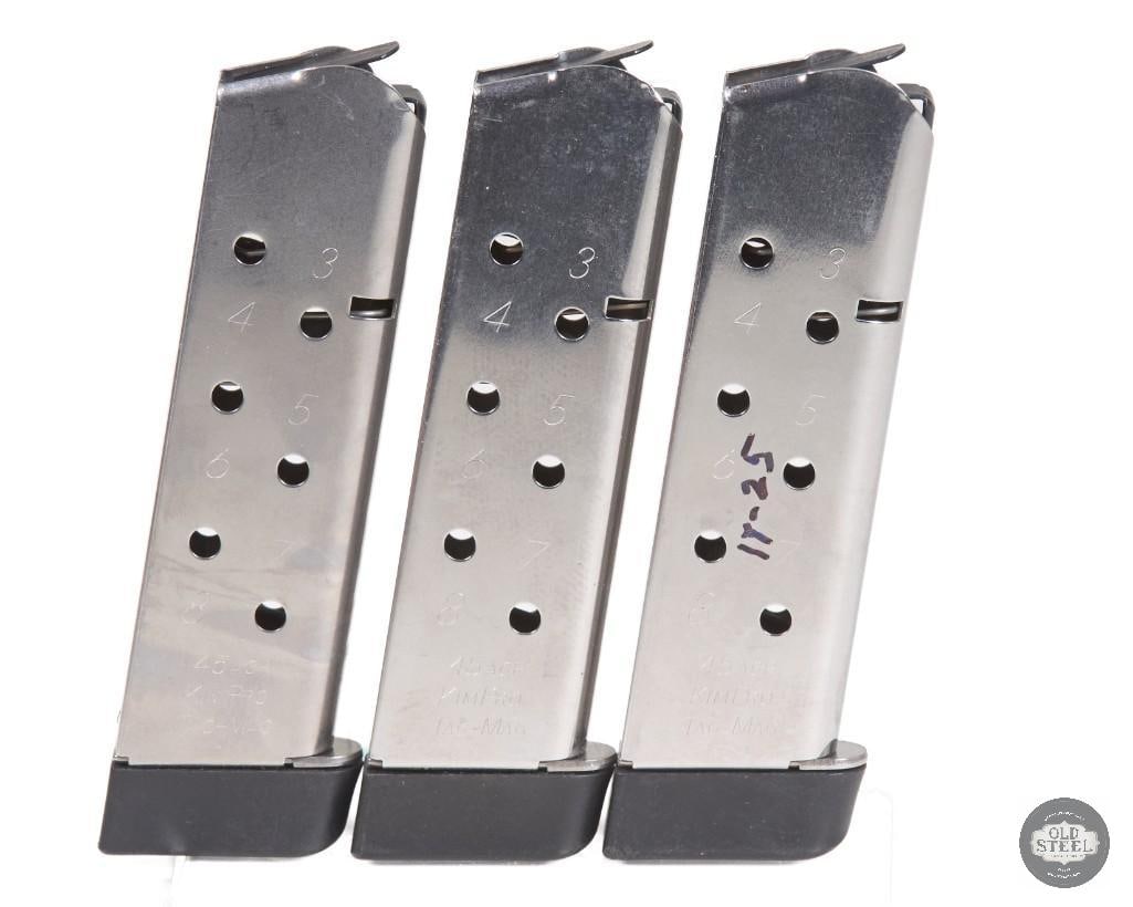 Lot of 3 Kimber 1911 45 ACP Kim-Pro Tac-Mag Magazines: Lot of 3 Kimber 1911 45 ACP Kim-Pro Tac-Mag Magazines THIS ITEM IS AS PICTURED WITH NO FURTHER ATTACHMENTS. ALL SALES ARE FINAL. PLEASE REFER TO THE AUCTION DESCRIPTION, LOT