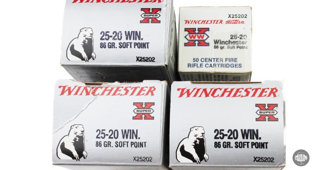 4 Boxes Winchester 25-20 WIN 86gr Soft Point Ammunition - 199rds - 2