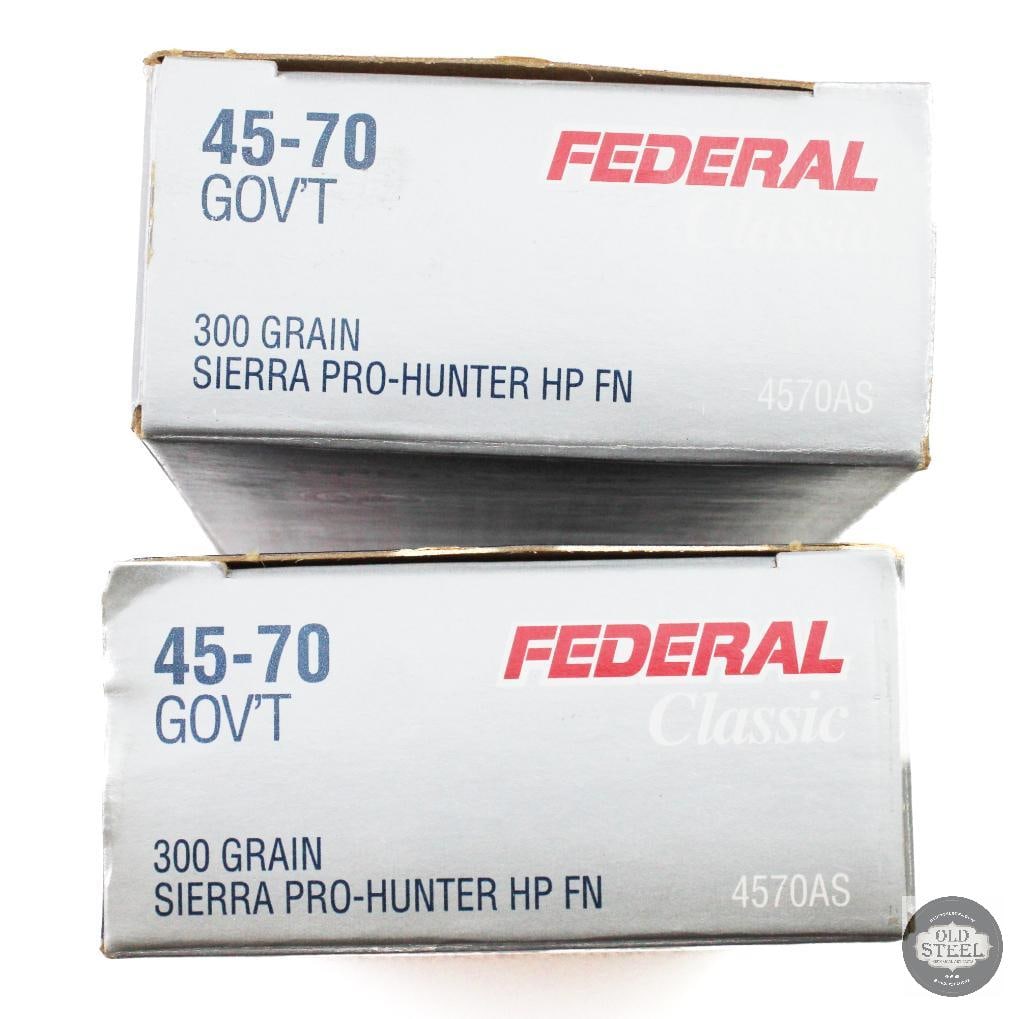 2 Boxes Federal Classic 45-70 GOVT 300gr Sierra Pro Hunter HPFN Ammunition - 40rds - 2