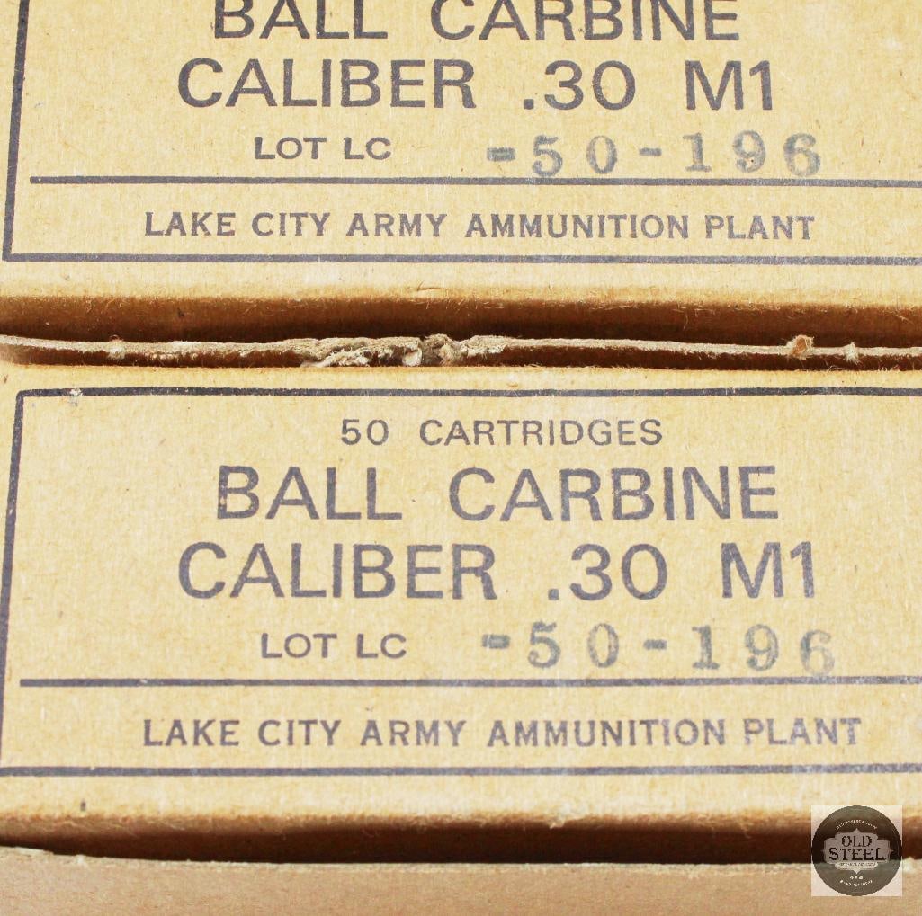 2 Boxes Lake City 30 Carbine M1 Ball Ammunition - 100rds: 2 Boxes Lake City 30 Carbine M1 Ball Ammunition - 100rds THIS ITEM IS AS PICTURED WITH NO FURTHER ATTACHMENTS. ALL SALES ARE FINAL. PLEASE REFER TO TH