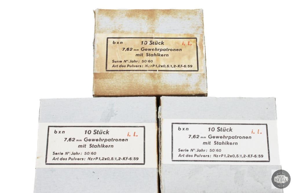 3 Boxes Sellier & Bellot East German 7.62x54R Ammunition on Clips - 30rds: 3 Boxes Sellier & Bellot East German 7.62x54R Ammunition on Clips - 30rds THIS ITEM IS AS PICTURED WITH NO FURTHER ATTACHMENTS. ALL SALES ARE FINAL. PLEASE REFER TO THE AUCTION