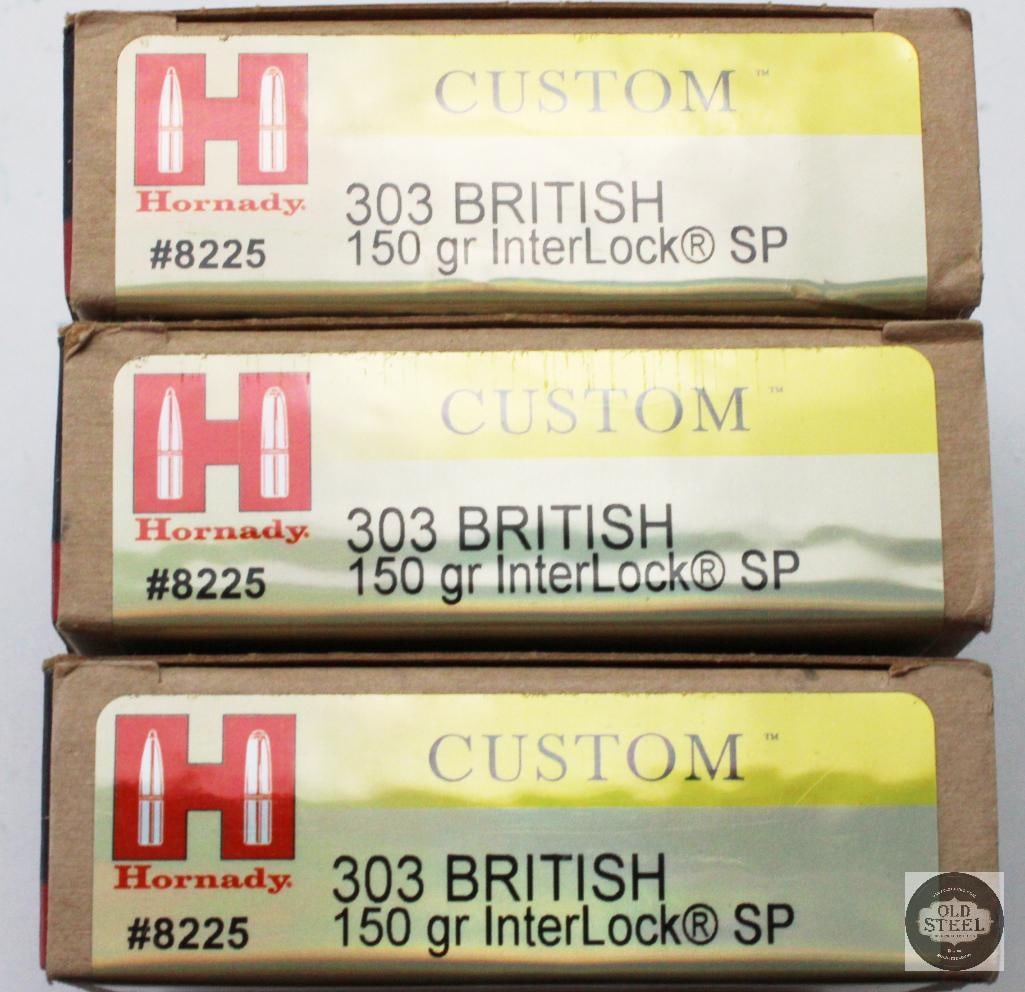 3 Boxes Hornady Custom 303 Brit 150gr InterLock SP Ammunition - 60rds - 2
