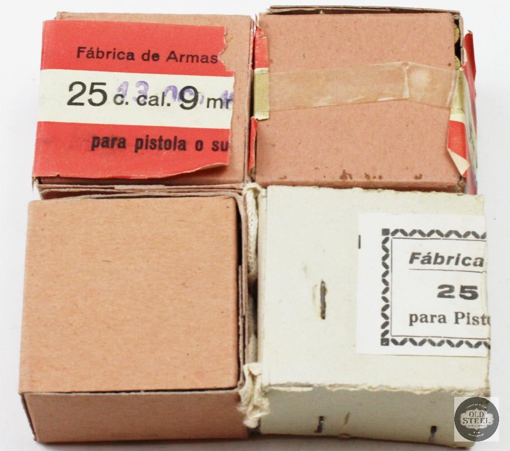 4 Boxes Fabrica De Nacional 9mm Largo Ammunition - 100rds: 4 Boxes Fabrica De Nacional 9mm Largo Ammunition - 100rds THIS ITEM IS AS PICTURED WITH NO FURTHER ATTACHMENTS. ALL SALES ARE FINAL. PLEASE REFER TO THE AUCTION DESCRIPTION, LOT