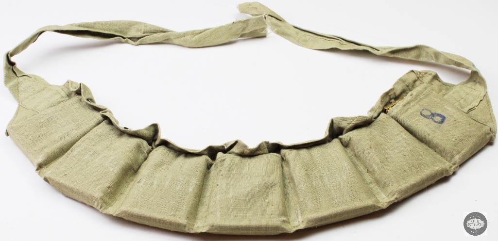 70rds Clipped Turkish 8mm Mauser in Cloth Bandoleer: 70rds Clipped Turkish 8mm Mauser in Cloth Bandoleer THIS ITEM IS AS PICTURED WITH NO FURTHER ATTACHMENTS. ALL SALES ARE FINAL. PLEASE REFER TO THE AUCTION DESCRIPTION, LOT #1 DESCRIPTION