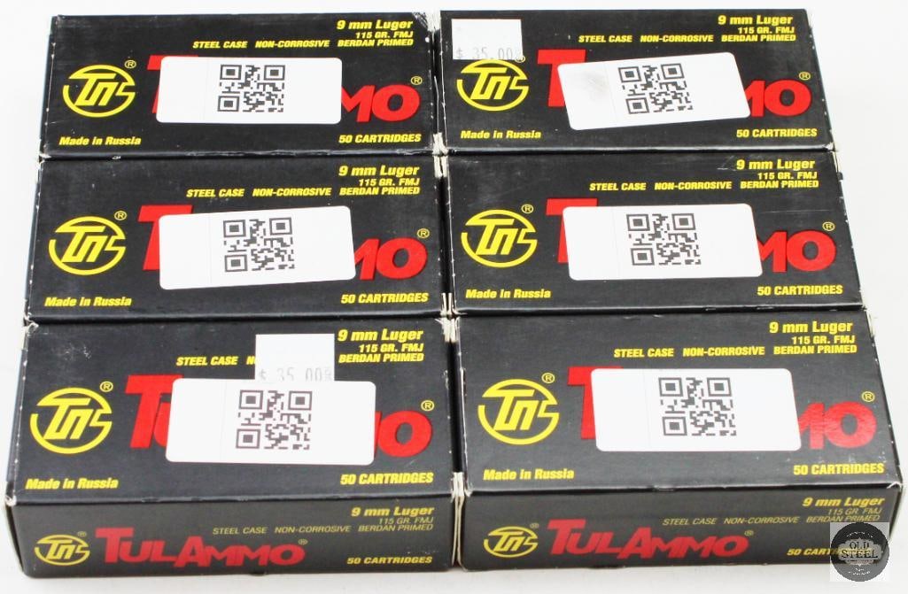 6 Boxes TulAmmo 9mm Luger 115gr FMJ Steel Case Ammunition - 300rds: 6 Boxes TulAmmo 9mm Luger 115gr FMJ Steel Case Ammunition - 300rds THIS ITEM IS AS PICTURED WITH NO FURTHER ATTACHMENTS. ALL SALES ARE FINAL. PLEASE REFER TO THE AUCTION DESCRIPTION, LOT