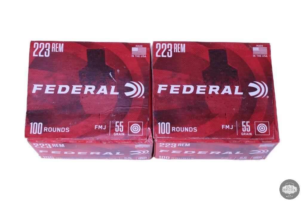 200 rounds of Federal .223 Remington, 55 grain: One lot of 200 rounds of Federal .223 Remington, 55 grain THIS ITEM IS AS PICTURED WITH NO FURTHER ATTACHMENTS. ALL SALES ARE FINAL. PLEASE REFER TO T