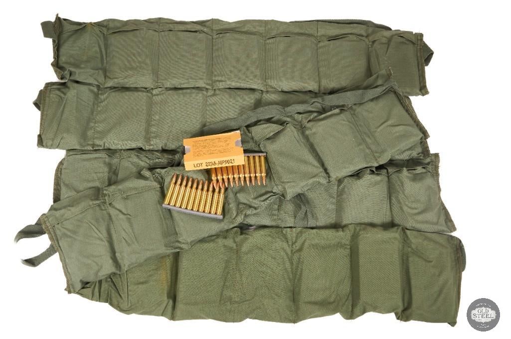 18 LBS box of 5.56 stripper clips in bandoleers: One lot consisting of 18 LBS box of 5.56 stripper clips in bandoleers THIS ITEM IS AS PICTURED WITH NO FURTHER ATTACHMENTS. ALL SALES ARE FINAL. PLEAS