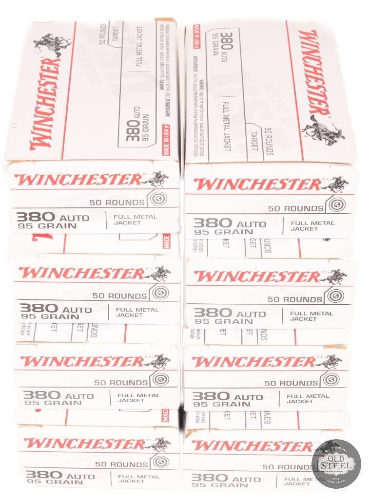 400 rounds of Winchester 380 Auto, 95 grain: One lot of 400 rounds of Winchester 380 Auto, 95 grain THIS ITEM IS AS PICTURED WITH NO FURTHER ATTACHMENTS. ALL SALES ARE FINAL. PLEASE REFER TO THE