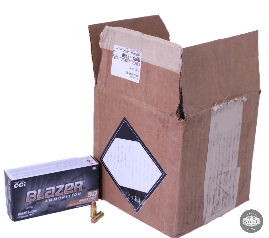 300 rounds of Blazer 9mm Luger, 115 grain: One lot of 300 rounds of Blazer 9mm Luger, 115 grain THIS ITEM IS AS PICTURED WITH NO FURTHER ATTACHMENTS. ALL SALES ARE FINAL. PLEASE REFER TO THE AU