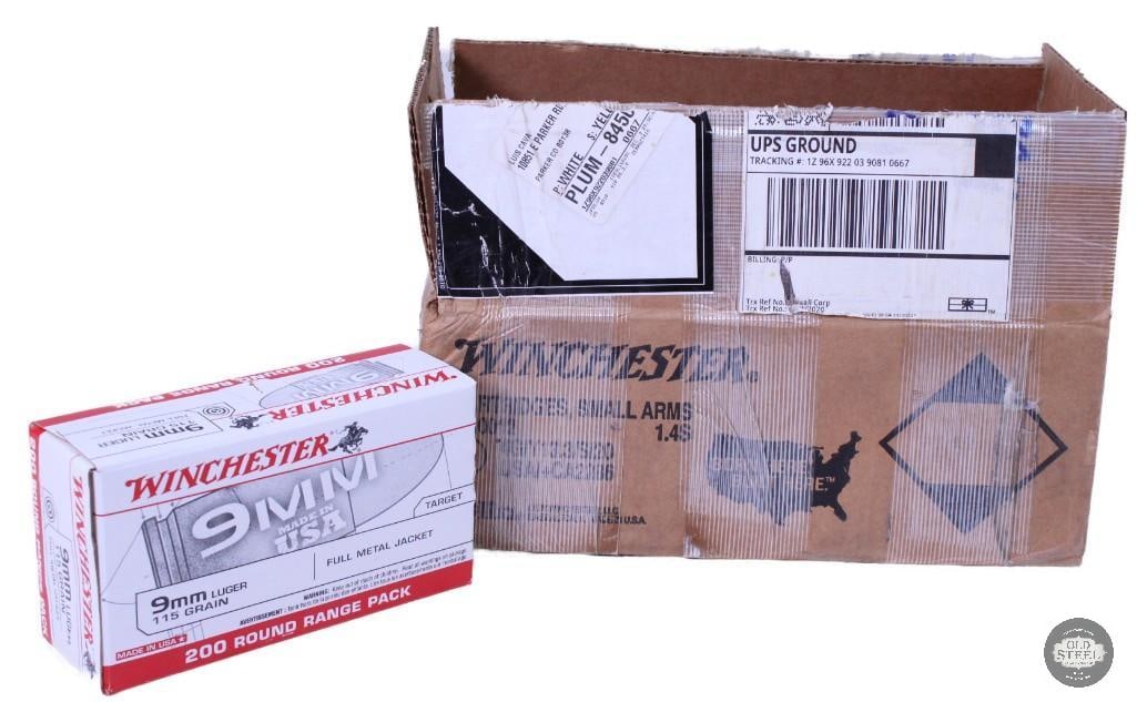 1000 rounds of Winchester 9mm Luger, 115 grain: One lot of 1000 rounds of Winchester 9mm Luger, 115 grain THIS ITEM IS AS PICTURED WITH NO FURTHER ATTACHMENTS. ALL SALES ARE FINAL. PLEASE REFER TO T